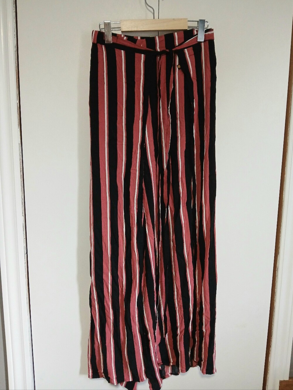 ​La Vie en Rose Aqua Striped Wide Leg Wrap Cover Up Pants XL